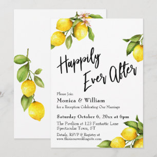 Aquarell-Limonen Happy End Schriftzug Einladung