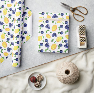 Aquarell-Limonen und Blaubeeren Geschenkpapier