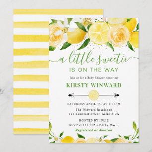 Aquarell-Limonen und Blumen Baby Shower Einladung