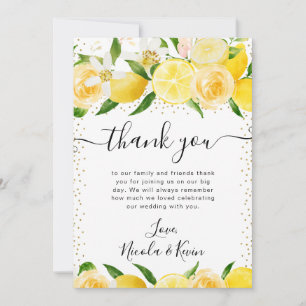 Aquarell-Limonen und Blumen Hochzeit Dankeskarte