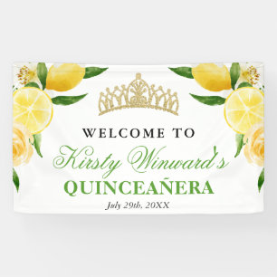 Aquarell-Limonen und -Blumen Willkommen Quinceaner Banner