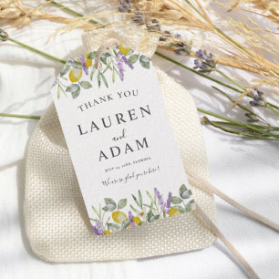 Aquarell-Limonen- und Lavendel-Hochzeitseinladung Geschenkanhänger