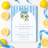 Aquarell-Limonenblauer Bogen 30. Geburtstag Einladung