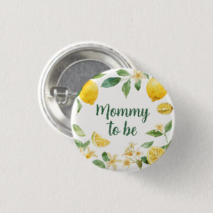 Aquarell-Limonenblüten-Button für werdende Mütter Button