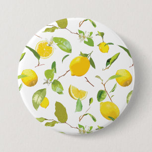 Aquarell-Limonie & Blätter 2 Button