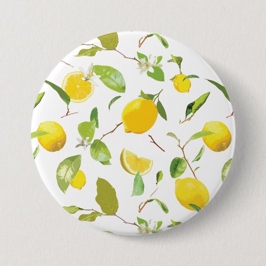 Aquarell-Limonie & Blätter 2 Button (Vorderseite)