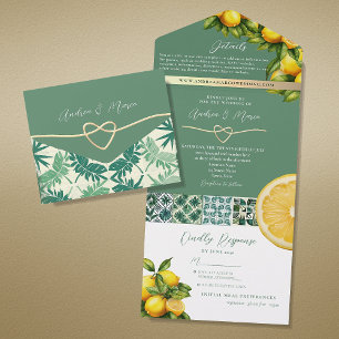 Aquarell-Limonie-Mittelmeer-Hochzeit All In One Einladung