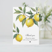 Aquarell-Limonien-Hochzeit Dankeskarte (Stehend Vorderseite)