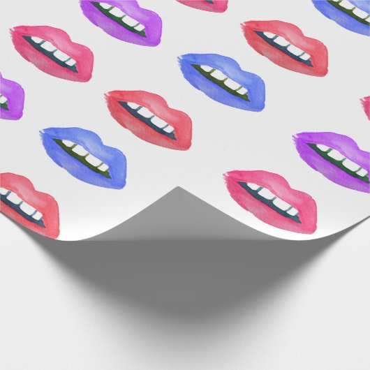 Aquarell-Lippenkuss-Spaß-Lippenstift Geschenkpapier (Ecke)