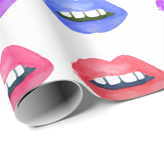 Aquarell-Lippenkuss-Spaß-Lippenstift Geschenkpapier (Rolleneckpunkt)