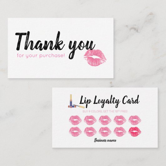 Aquarell Lippies Loyalitäts-Karte Treuekarte (Vorne/Hinten)