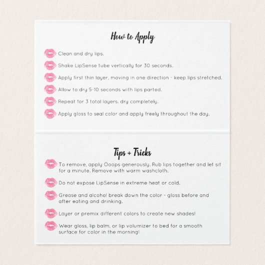 Aquarell Lippies Visitenkarte - Spitzen und Visitenkarten (Innenseite Aufgefaltet)