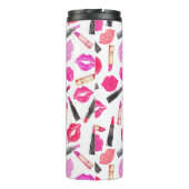 Aquarell Lipstick Makeup Personalisiert Thermosbecher (Rückseite)