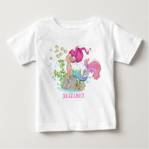 Aquarell Little Mermaid Birthday Baby T - Shirt