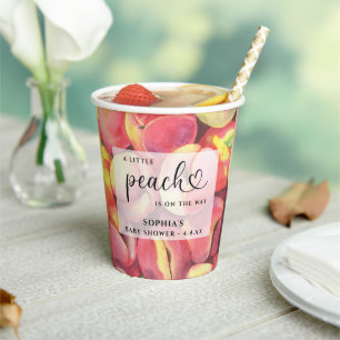 Aquarell Little Peach ist auf dem Weg Baby Shower Pappbecher