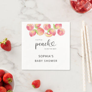 Aquarell Little peach ist auf dem Weg Baby Shower Serviette