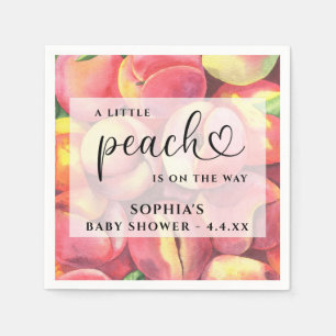 Aquarell Little Peach ist auf dem Weg Baby Shower Serviette