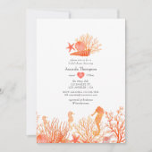 Aquarell Living Coral Beach Brautparty Einladung (Vorderseite)