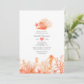 Aquarell Living Coral Beach Brautparty Einladung (Stehend Vorderseite)