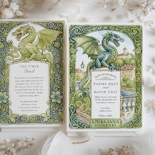 Aquarell Ljubljana Slowenien Drache Hochzeit Einladung