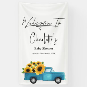 Aquarell-LKW mit Sonnenblume Baby Shower Banner