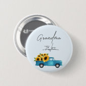 Aquarell-LKW mit Sonnenblumen Großmutter in spe Button (Vorne & Hinten)