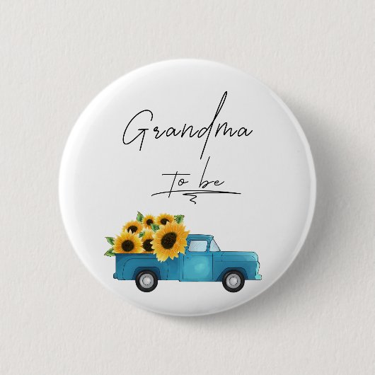 Aquarell-LKW mit Sonnenblumen Oma wird Button (Vorderseite)