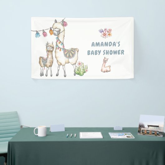 Aquarell Llama-Kinderdusche Banner (Messeveranstaltung)
