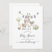 Aquarell Llama-Kinderdusche Einladung (Vorne/Hinten)