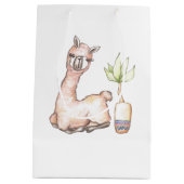Aquarell Llama-Kinderdusche Mittlere Geschenktüte (Rückseite)