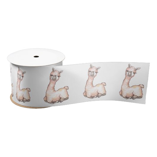 Aquarell Llama-Kinderdusche Satinband (Spule)