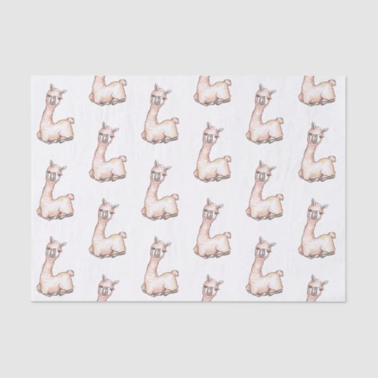 Aquarell Llama-Kinderdusche Seidenpapier (Vorderseite)