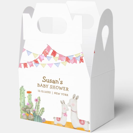 Aquarell Llama Wüste Kaktus Fiesta Baby Dusche Geschenkschachtel (Offen)