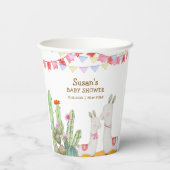 Aquarell Llama Wüste Kaktus Fiesta Baby Dusche Pappbecher (Rückseite)