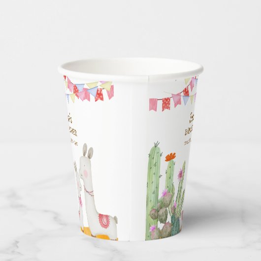 Aquarell Llama Wüste Kaktus Fiesta Baby Dusche Pappbecher (Rechts)