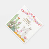 Aquarell Llama Wüste Kaktus Fiesta Baby Dusche Serviette (Ecke)