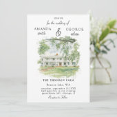 Aquarell-Location-Hochzeit Einladung (Stehend Vorderseite)
