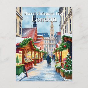 Aquarell London UK Weihnachtsmarkt Reise Postkarte