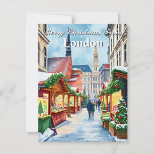 Aquarell London UK Weihnachtsmarkt Vintage Postkarte
