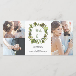 Aquarell-Lorbeer-Kranz-Grün danken Ihnen Dankeskarte