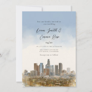 Aquarell Los Angeles Ziel Skyline Einladung