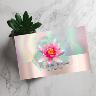 Aquarell-Lotus Farbige holografische Tinte Visitenkarte
