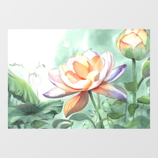 Aquarell-Lotus Fensteraufkleber (Blatt)
