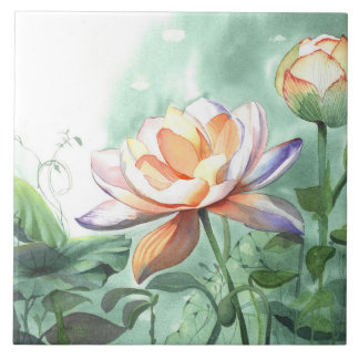 Aquarell-Lotus Fliese