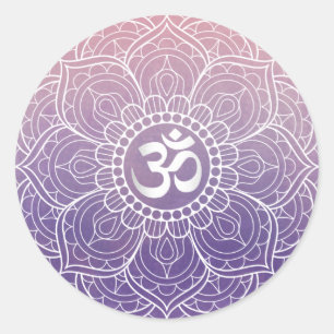 Aquarell-Lotus-Mandala-Namaste-Yoga Runder Aufkleber