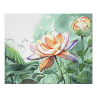 Aquarell-Lotus Poster