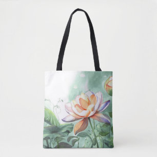 Aquarell-Lotus Tasche