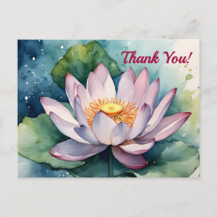 Aquarell-Lotusblume Danke Postkarte