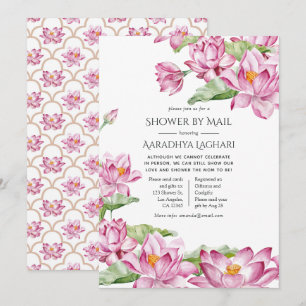 Aquarell-Lotusblume indische Shower per Post Einladung