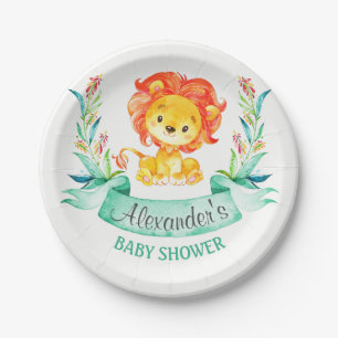 Aquarell-Löwe-Babyparty Pappteller